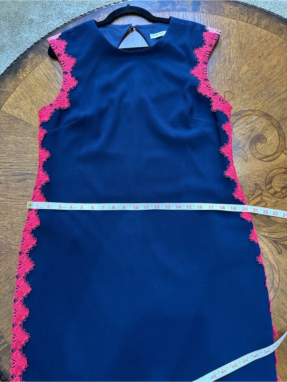 Trina Turk Dress 12 Navy Lace Trim Coastal Prep Palm Beach - Picture 14 of 14
